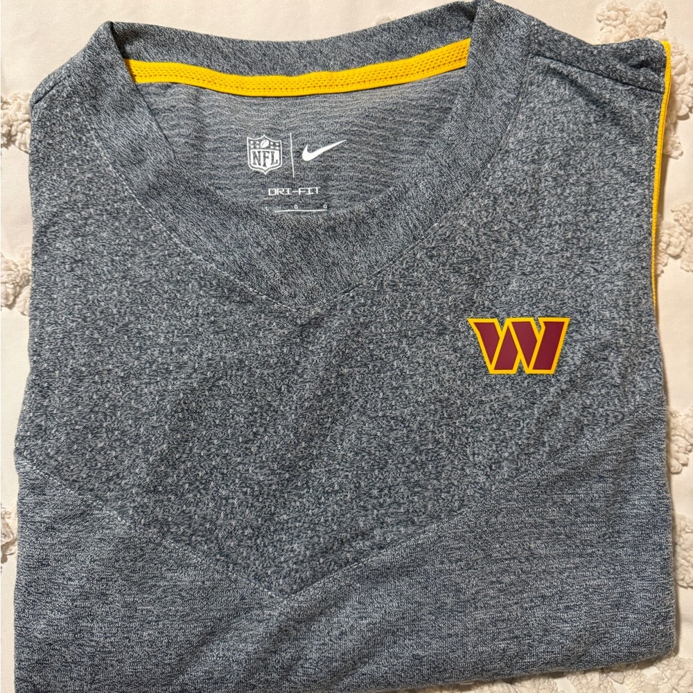 NFL Nike Washington Commanders Men's Gray Long Sleeve Shirt with Yellow Trim